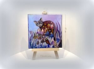 Petite toile Chat rêve 10 cm X 10 cm