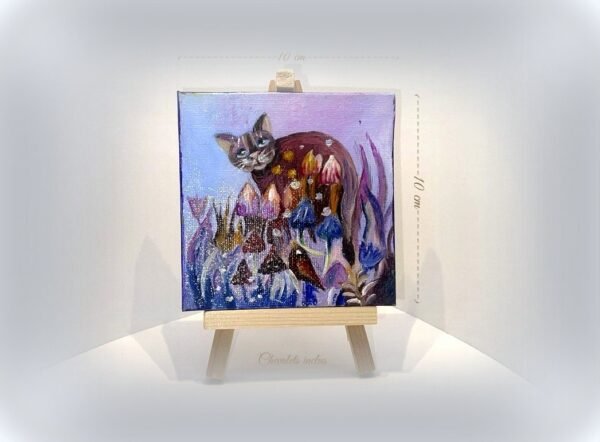 Petite toile Chat rêve 10 cm X 10 cm