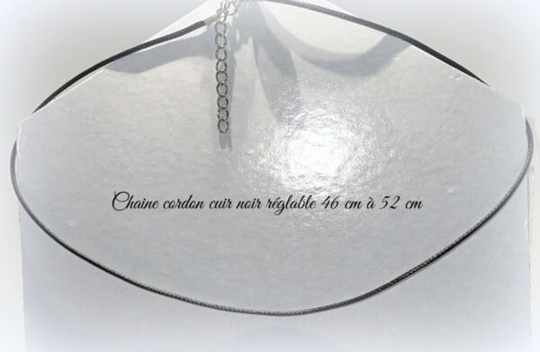 cordon cuir noir 46a 52 cm Chaine tour de cou