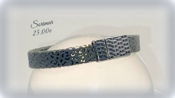 cuir doux et souple gris et dore T21-25e Bracelet cuir femme 21 cm