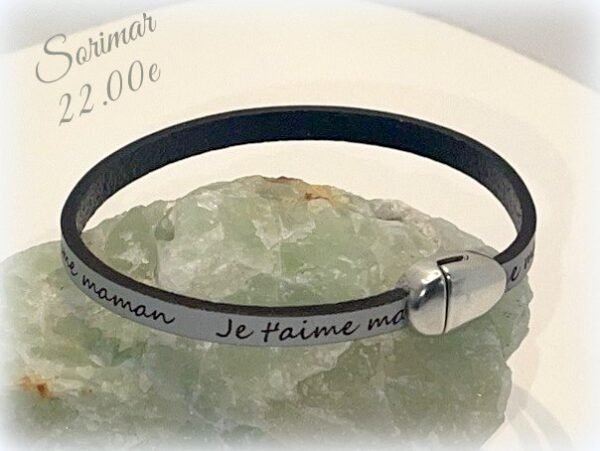 Bracelet cuir femme, 18 cm.