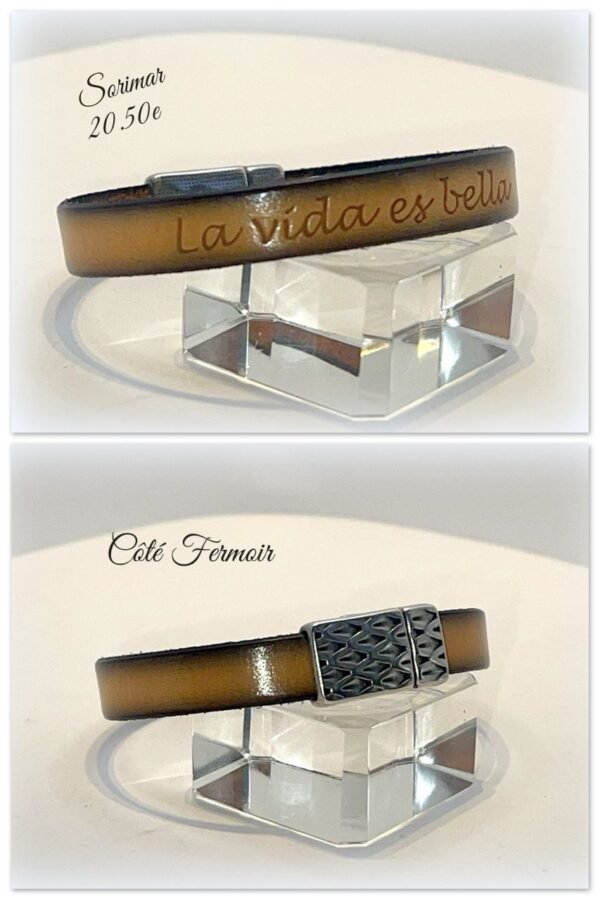 Bracelet cuir homme ou femme, 20 cm