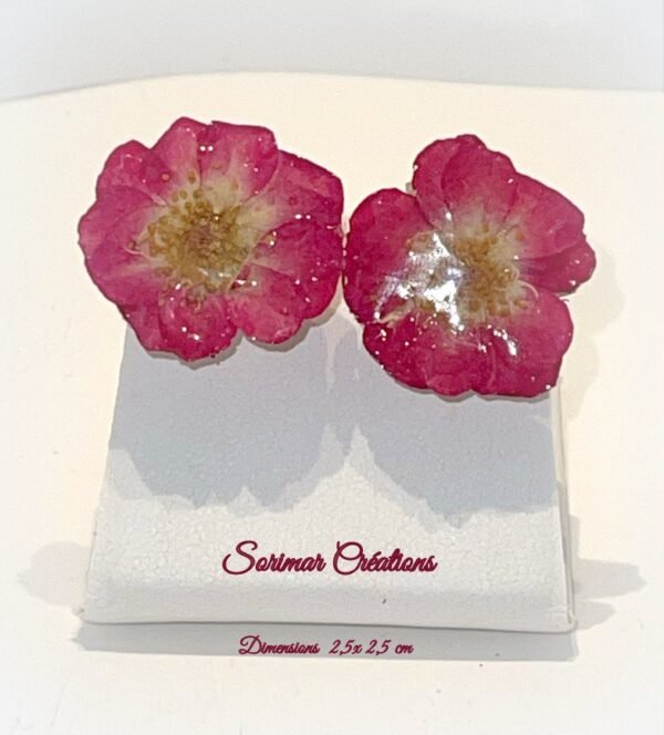 bo bouton de fleurs rose eglantine 2.5x2.5-6e Boucles d'oreilles fleurs